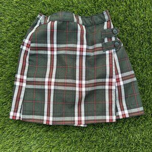 Dennis Sequoia Plaid Schoolgirl School girl Skorts skirt w/tabs Green Red White